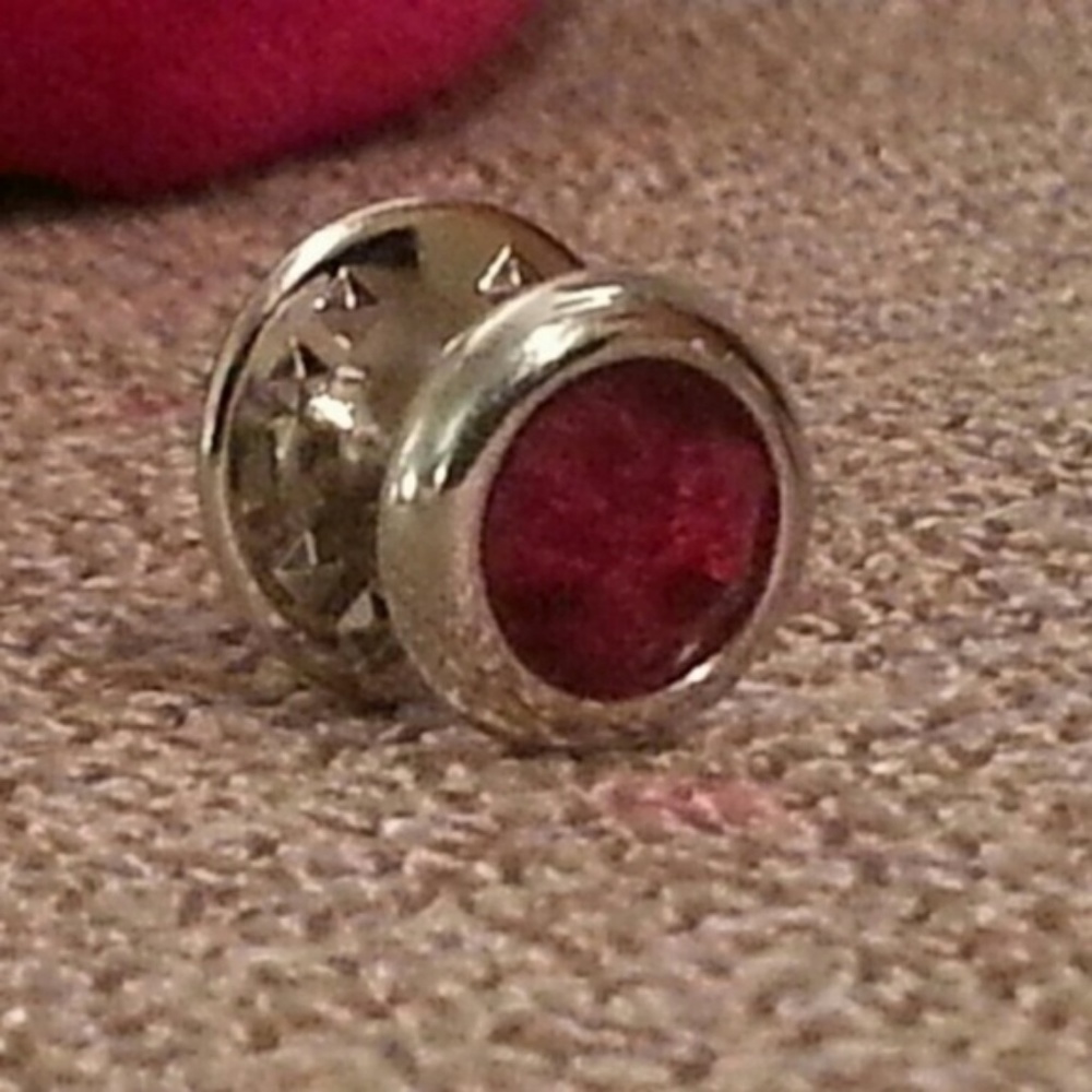 Gorham red crystal silverplated tie tac